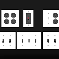 White Electrical Switch Panels With Various Socket And Switch Configurations