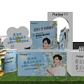 Innovative Exhibition Booth Design With Multiple Display Stands Green Grass And Brand Signs