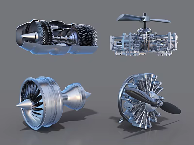 Detailed 3D Models of Aerospace Engines and Propellers with Mechanical Details 3d model