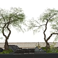 Courtyard Landscape Landscaping Trees Oblique Floating Trees Street Trees Stone Micro Terrain 3d model