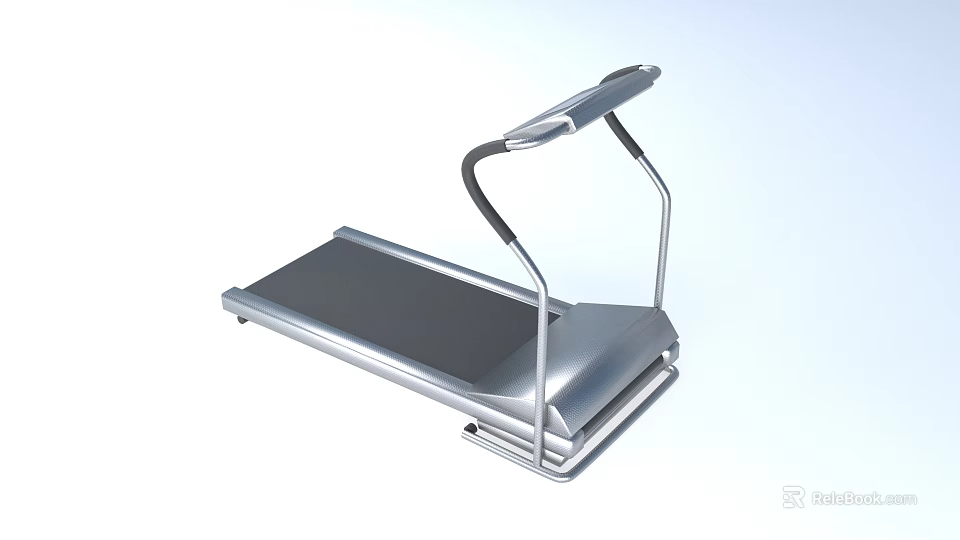 Modern Fitness Treadmill With Metal Frame Black Running Belt And Ergonomic Handrail 3d model 