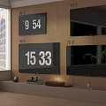 Wall Mounted TVs In Various Sizes For Modern Living Room With Decorative Plant And Lamp