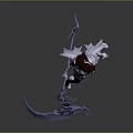 Female Character In White Tight Suit With Cloak Holding Black Scythe Red Eyes