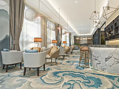 New Chinese Hall Lobby Bar Rest Area 3d model