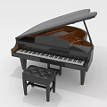 Elegant Black Grand Piano Musical Instrument With Padded Stool And Classic Design