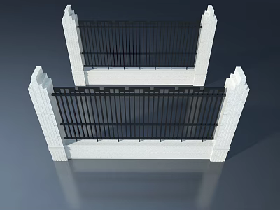 Black Swing Door With White Frame And Metal Railings For Outdoor Areas 3d model