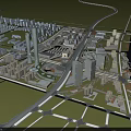 Modern Residential Buildings in Urban Landscape With High Rises Green Areas and Transportation Lines