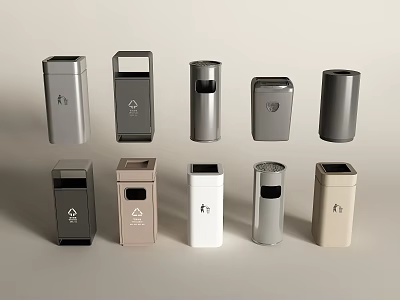 Modern Household Trash Bins With Various Colors And Designs For Home Use 3d model