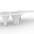 Modern Landscape Pavilion With White Lattice Structure And Unique Support Columns 3d model