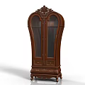 Classic Wooden Wine Cabinet With Carved Details Glass Doors And Ornate Legs