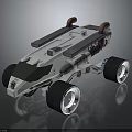 Modern Military Vehicle With Armored Gray Green Body Large Wheels And Roof Exhaust Pipes