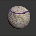 Worn White Baseball With Red Stitching As Essential Sports Equipment For Games