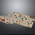 Detailed Architectural Building Layout Model With Colored Marked Rooms And Functional Areas