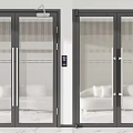 Modern Double Glass Doors Interior Design With Sleek Frame For Home 3d model