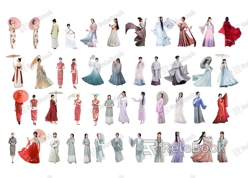 Ancient costume figure woman Hanfu antique figure woman cheongsam Hanfu woman model