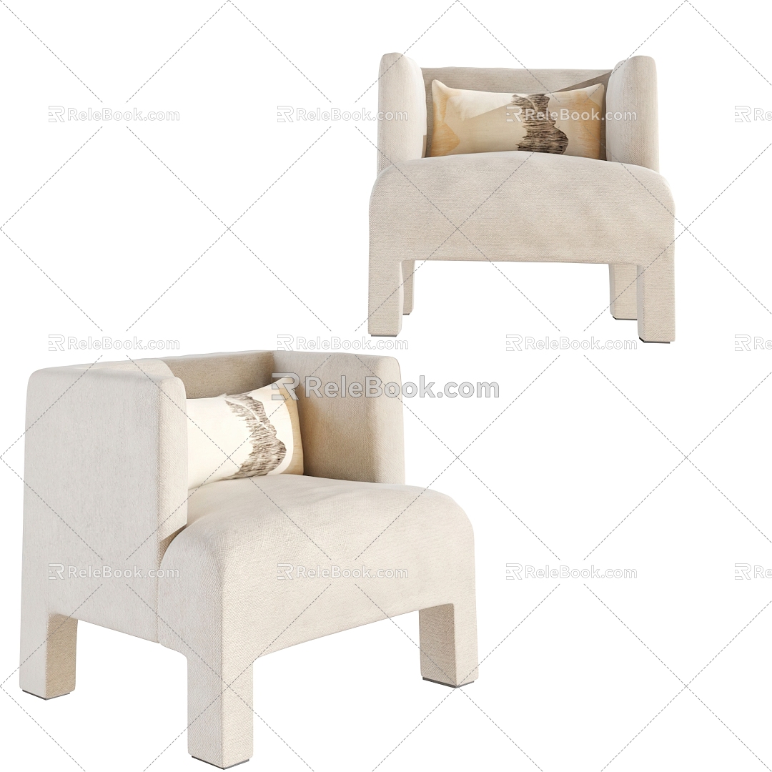 Single Sofa Fabric Single Sofa Casual Sofa 3d model