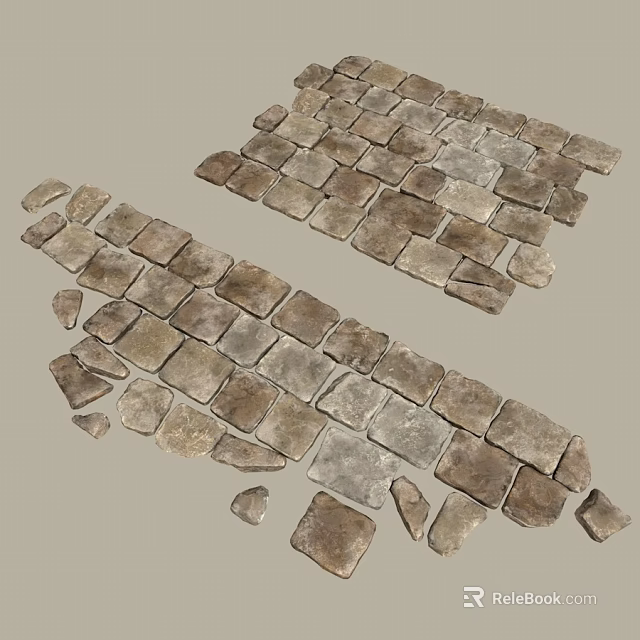 Natural Stone Tiles Arrangement In Various Patterns For Outdoor Pathway Design 3d model