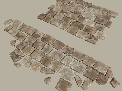 Natural Stone Tiles Arrangement In Various Patterns For Outdoor Pathway Design 3d model