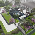 Modern Garden Landscape Design With Green Lawns Trees And Flowering Plants