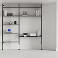 Modern Metal Frame Shelving Unit With Glass Shelves Books And Decorative Items
