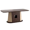 Modern Dark Brown Dining Table With Gold Geometric Base And Decorative Panel 3d model
