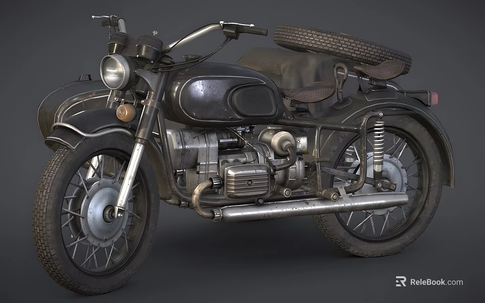 Vintage Classic Motorcycle Retro Design With Headlight Leather Seat Metallic Body And Timeless Style 3d model 