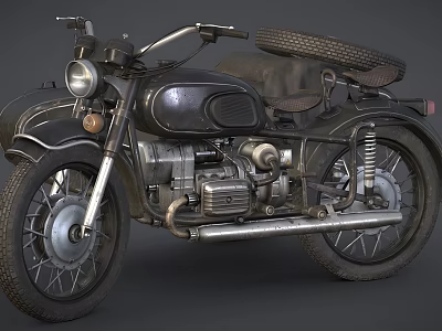 Vintage Classic Motorcycle Retro Design With Headlight Leather Seat Metallic Body And Timeless Style 3d model