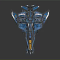 Futuristic Sci Fi Spaceship Model With Blue And Gray Detailed Structure Design 3d model