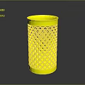 Yellow Animal Shaped Trash Bin With Perforated Design On Dark Background