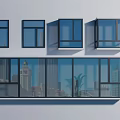 Modern Floor to Ceiling Windows Design With Urban City Skyline And Glass Panels