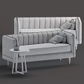 Modern Tufted Pink And Teal Sofas With Decorative Pillows And Side Table 3d model