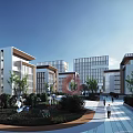 Modern Industrial Park With Contemporary Office Buildings Green Spaces And Roads