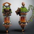 Ornate Hardware Tools Featuring Animal Head Decor Green Leaves Vines and Lantern Shaped Design