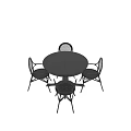 Outdoor Black Round Table and Chair Set With Woven Back Chairs