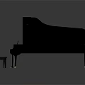 Black Grand Piano With Colorful Artistic Painting And Stool For Music Art Tools