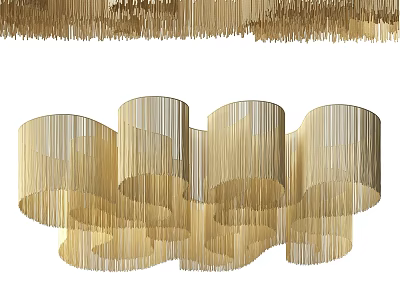 Modern Gold Fringed Layered Round Ceiling Light For Home Interior Decor 3d model
