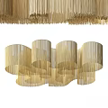 Modern Gold Fringed Layered Round Ceiling Light For Home Interior Decor 3d model