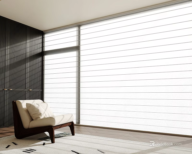 Elegant Modern White Window Blinds With Sleek Design In Living Room Interior 3d model 