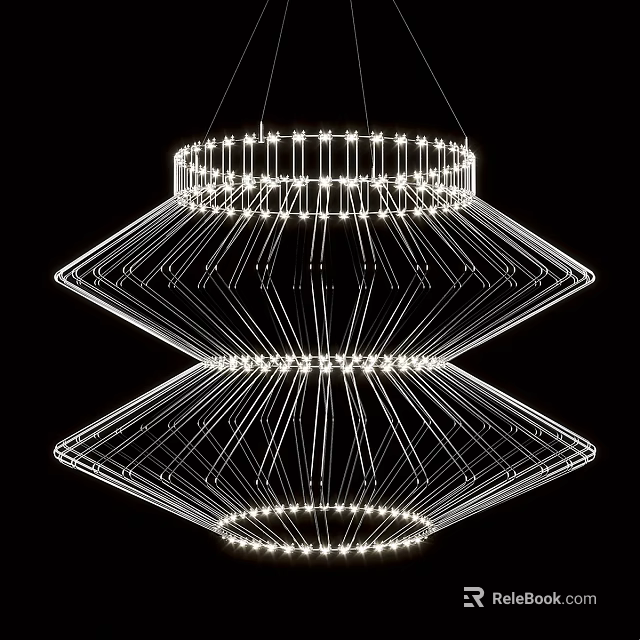 Modern Geometric Layered Wire Frame Pendant Light With LED Illumination For Interior Decor 3d model