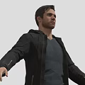 Game Movie Character In Black Hooded Jacket Dark Gray Tshirt And Jeans
