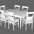 Modern White Dining Table Set With Six Cushioned Backrest Chairs 3d model