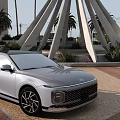 Hyundai Silver Gray Sedan with Modern Front Grille and Sleek Headlights Stylish Exterior Design