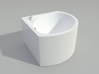 Stylish White Freestanding Corner Bathtub With Smooth Surface And Modern Design 3d model