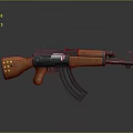 Classic Rifle with Wooden Stock Black Barrel and Vintage Metal Design
