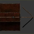 Traditional Wooden House With Red Roof Chimney Windows And Wooden Crane
