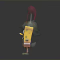 3D SpongeBob SquarePants Character With Yellow Body Big Eyes Transparent Helmet And Reflective Base