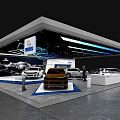 Spacious Modern Car Showroom Display With Different Colored Vehicles And Lighting