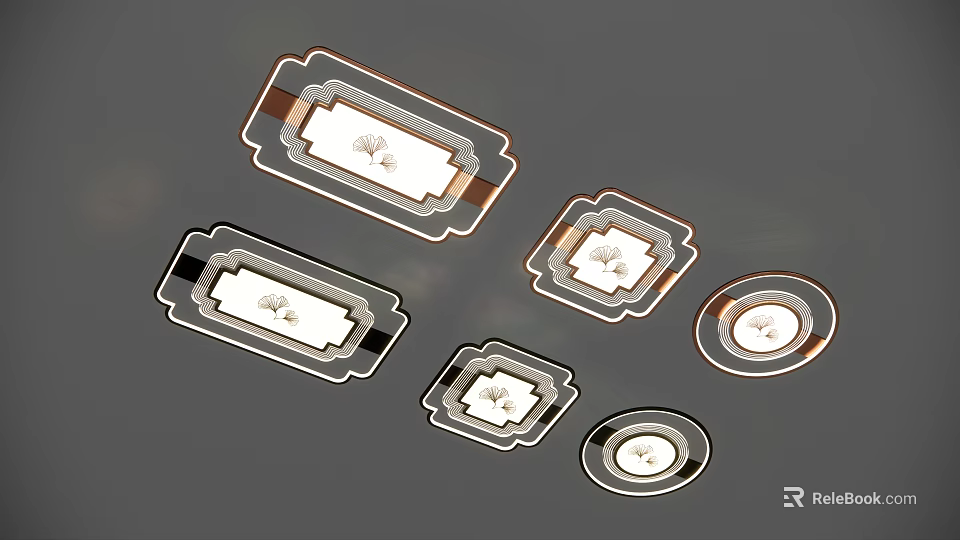 Modern Ceiling Lights With Rectangular And Circular Shapes And Sleek Metal Trim 3d model