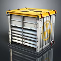 Radioactive Metal Container With Yellow Top Radiation Symbol And Grilled Sides