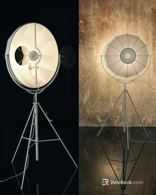 Sleek Modern Floor Lamp With Tripod Base And Round White Lampshade For Home Decor 3d model 